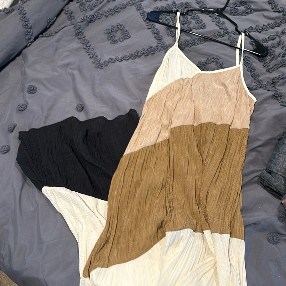 Long multicolored bathing suit cover up.